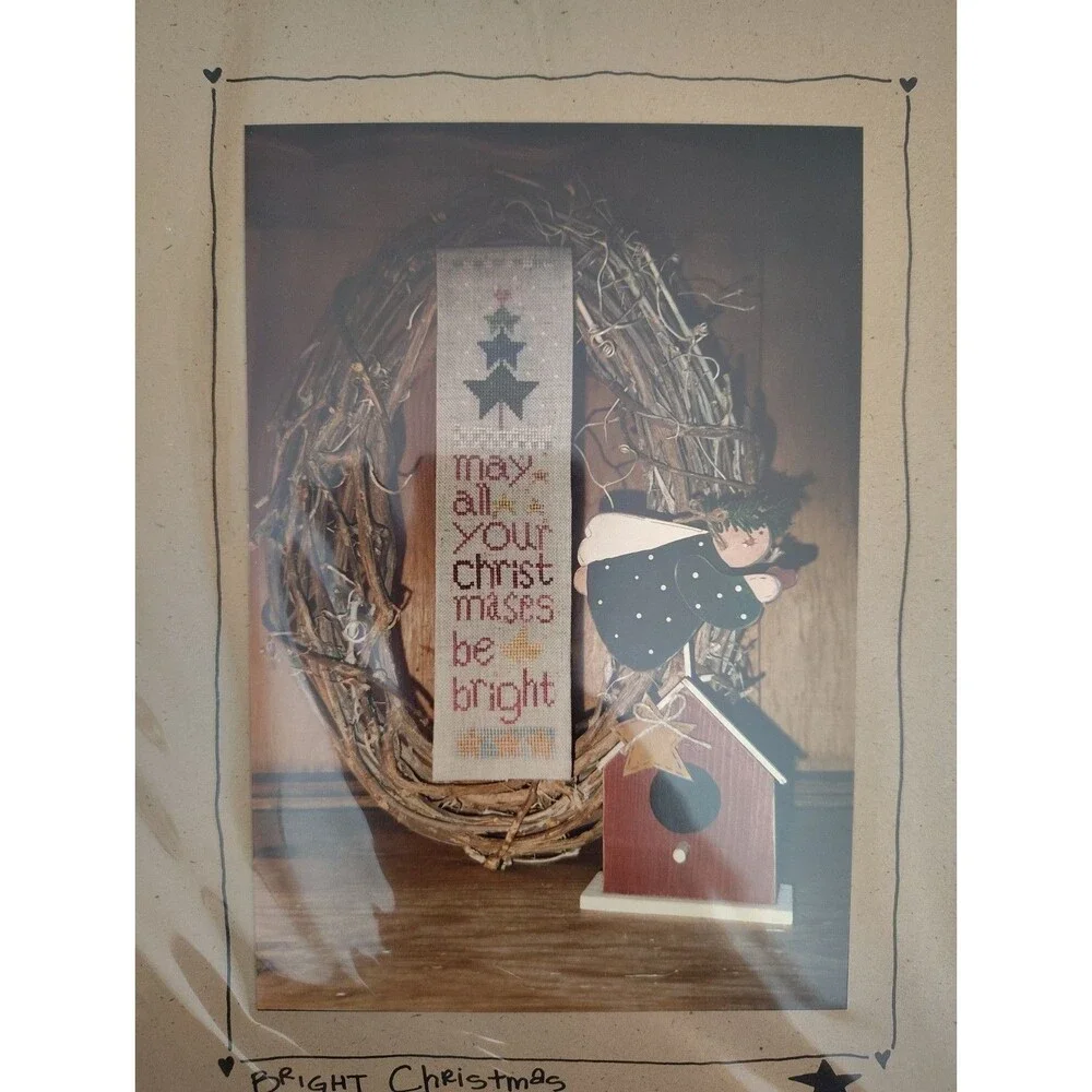 Vintage Fanci That BRIGHT CHRISTMAS Cross Stitch Pattern #66 OOP Folk Art Angel